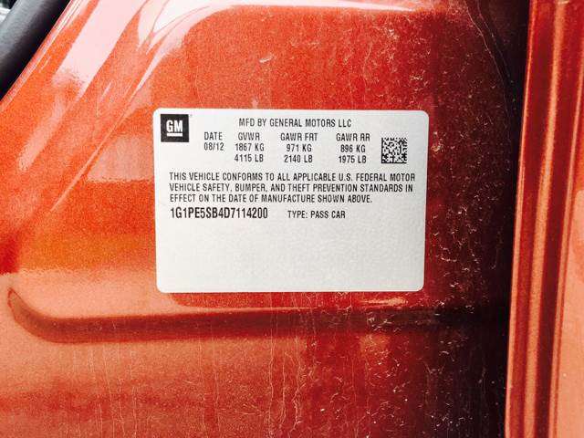 2013 Chevrolet Cruze 2LT Auto 4dr Sedan W/1sh